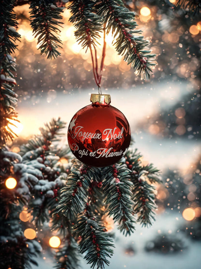 Boule de Noël en verre gravée