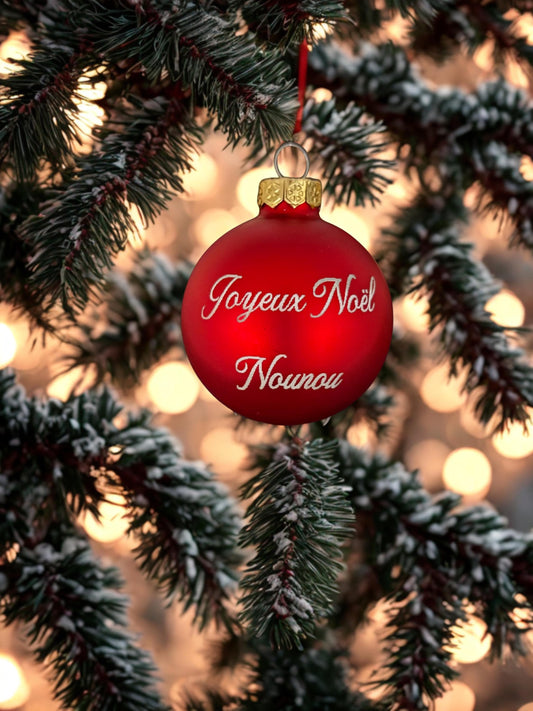 Boule de Noël en verre gravée