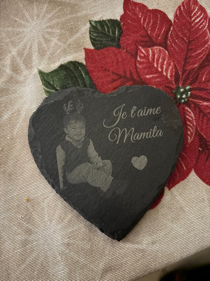 🖤 Dessous de verre en ardoise personnalisables – Élégance naturelle & unique