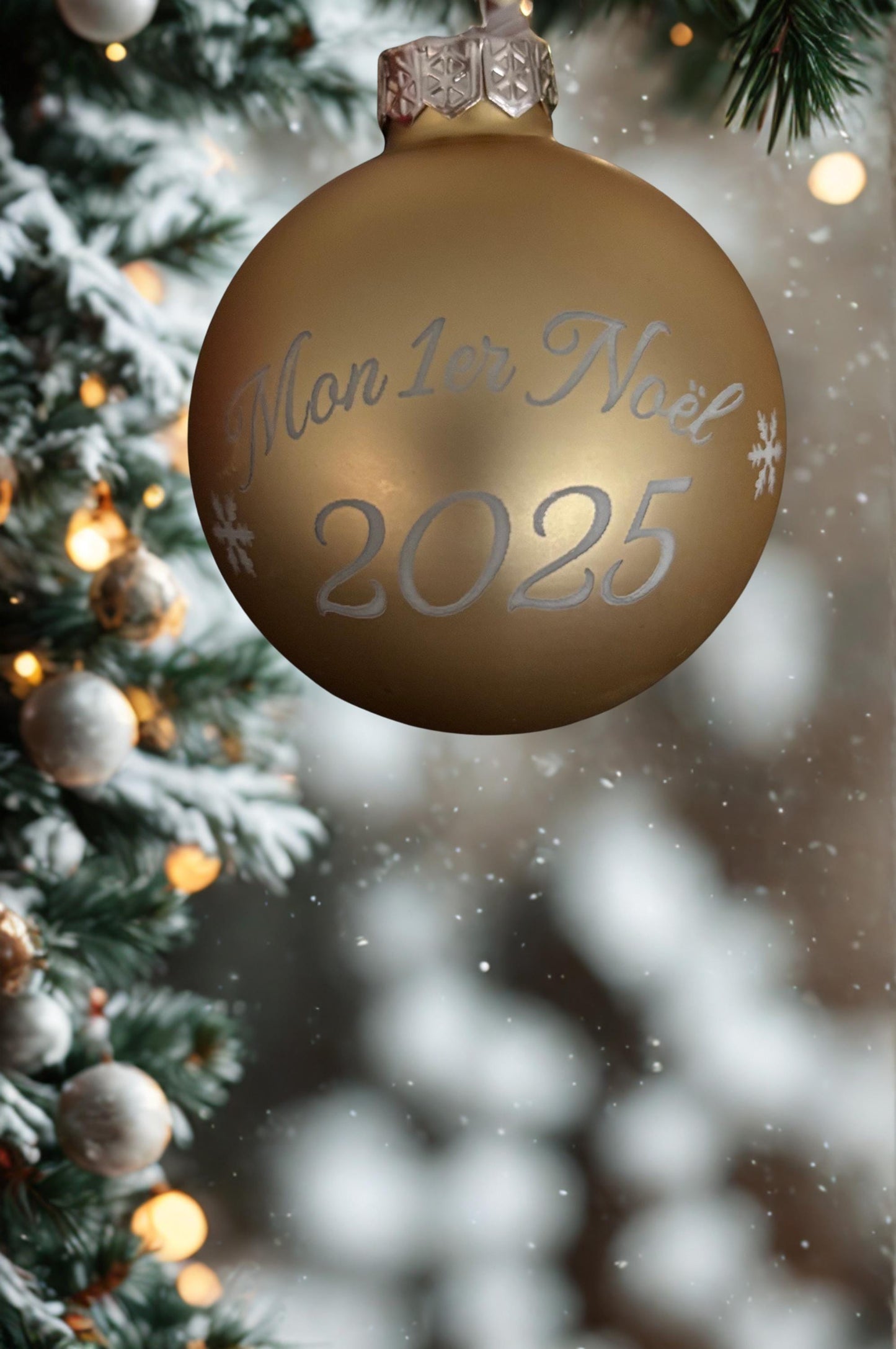 Boule de Noël en verre gravée