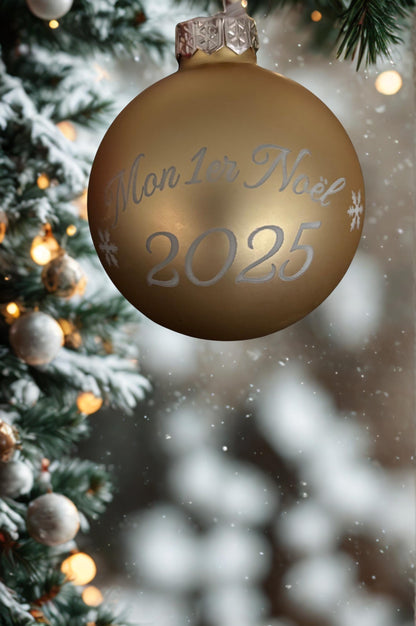 Boule de Noël en verre gravée