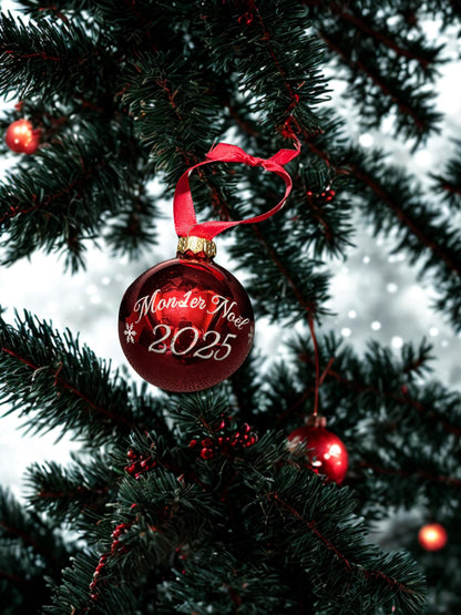 Boule de Noël en verre gravée