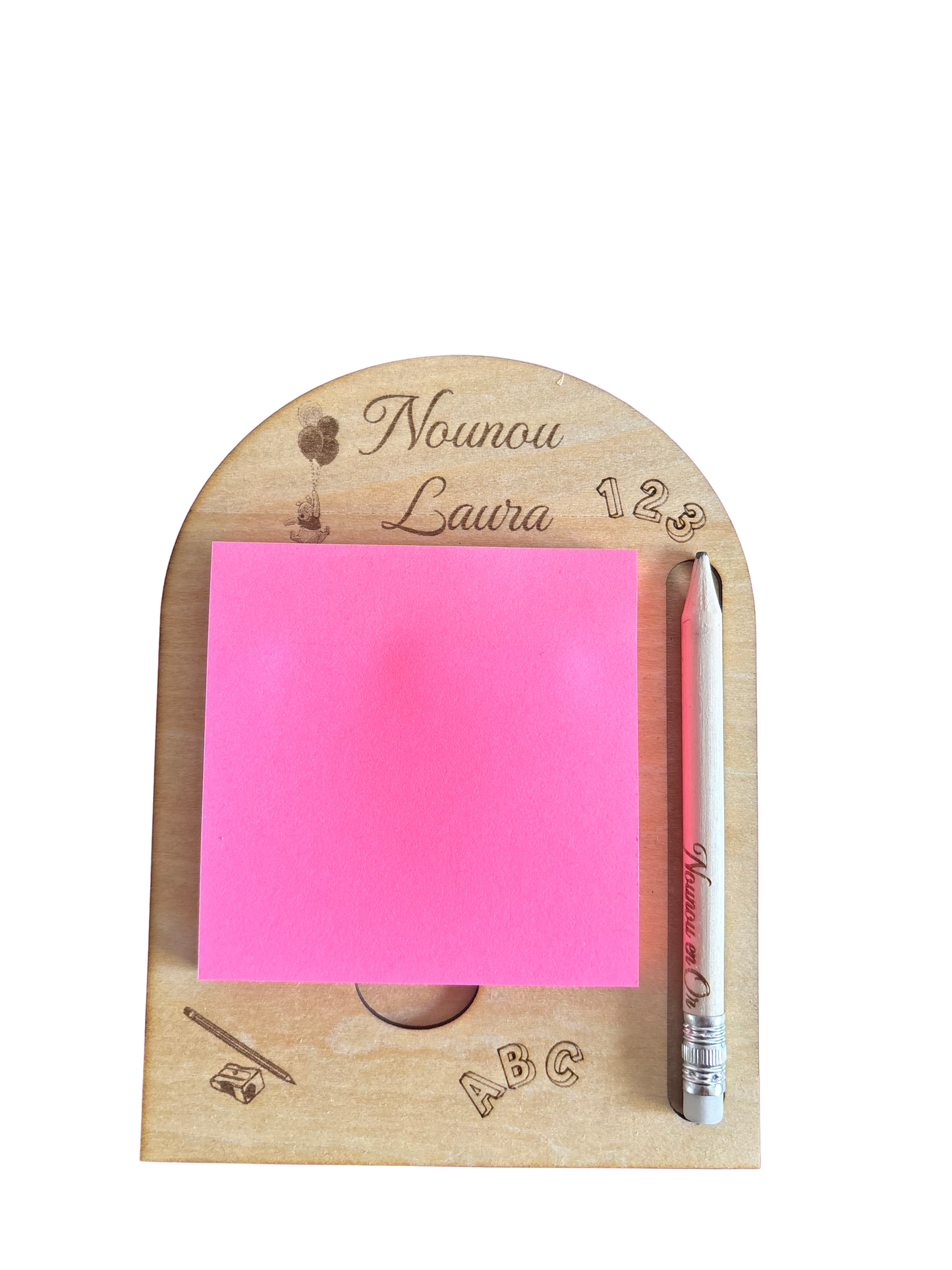 Support Post-it personnalisé en bois – Pense-bête ✨