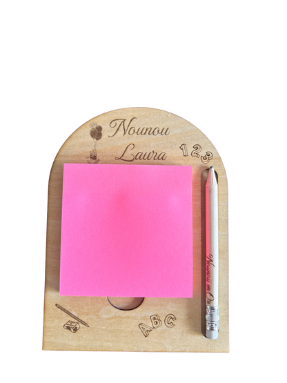 Support Post-it personnalisé en bois – Pense-bête ✨