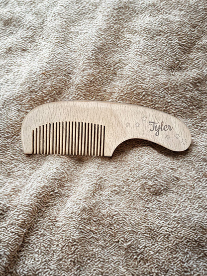 Set Brosse & Peigne Bébé en Bois – Personnalisé