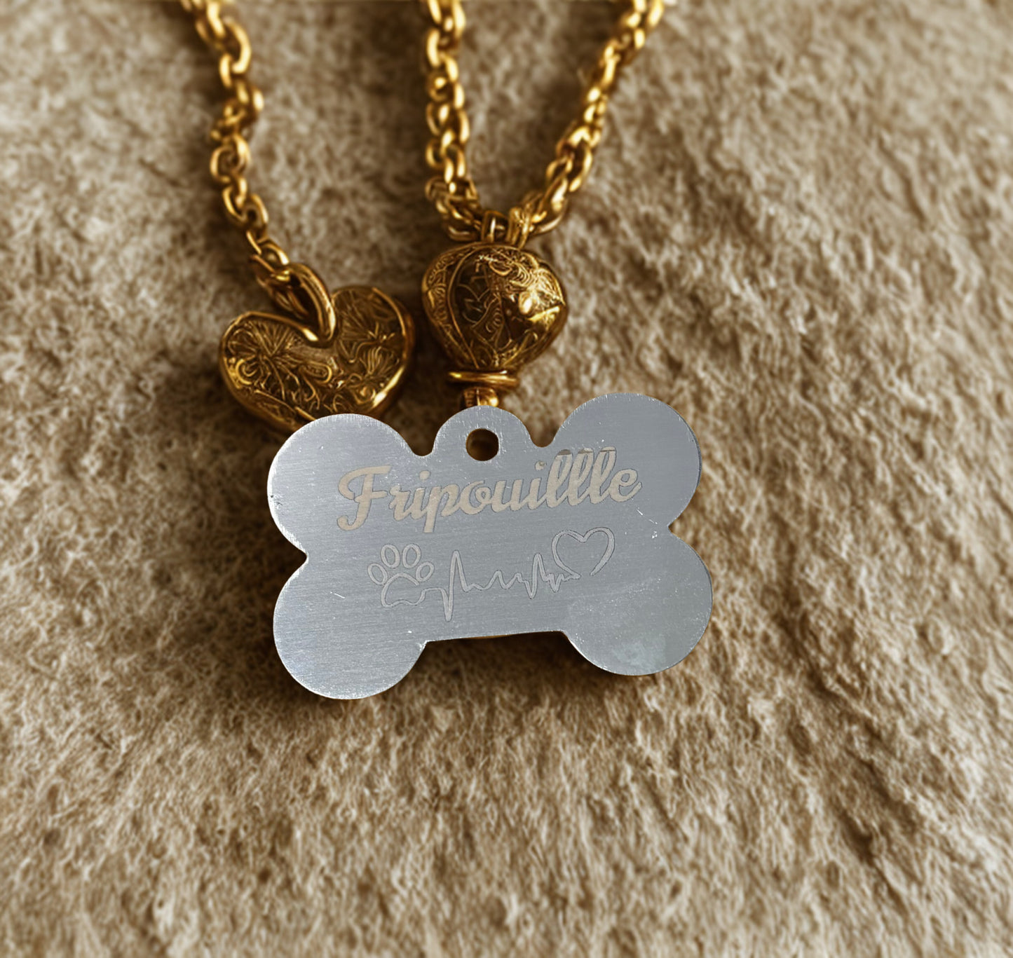 🐶 Médaille Chien Personnalisable – Médaille Os Gravée